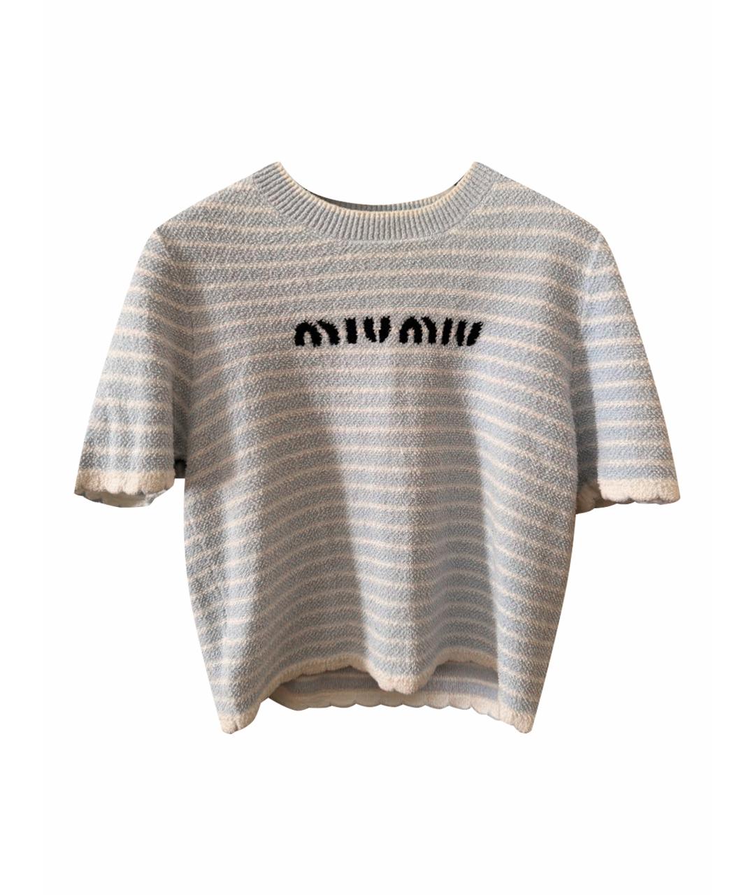 MIU MIU Голубая хлопковая футболка, фото 1