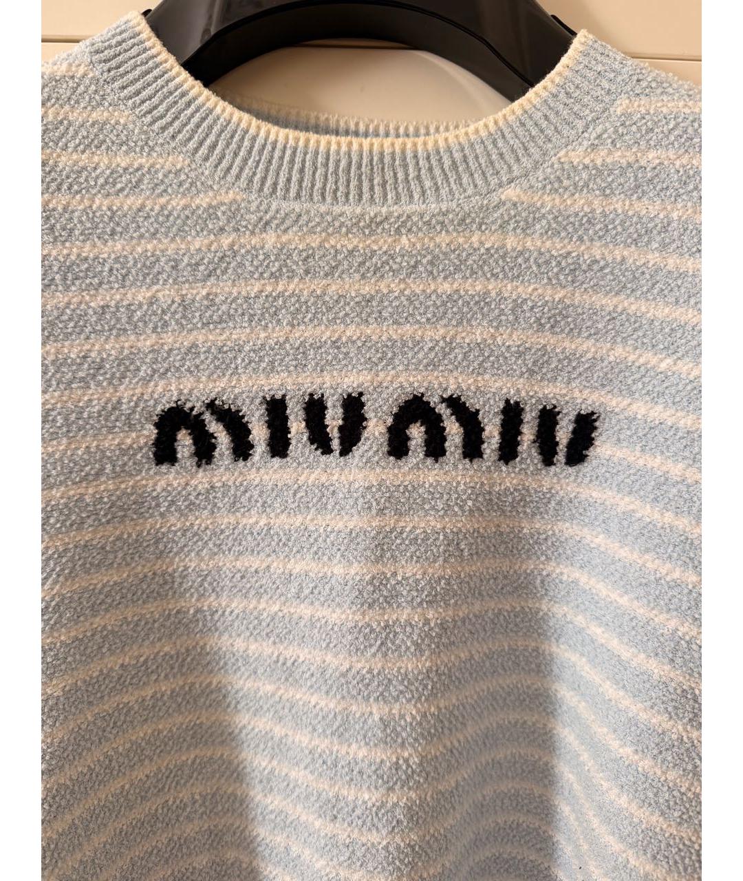 MIU MIU Голубая хлопковая футболка, фото 3