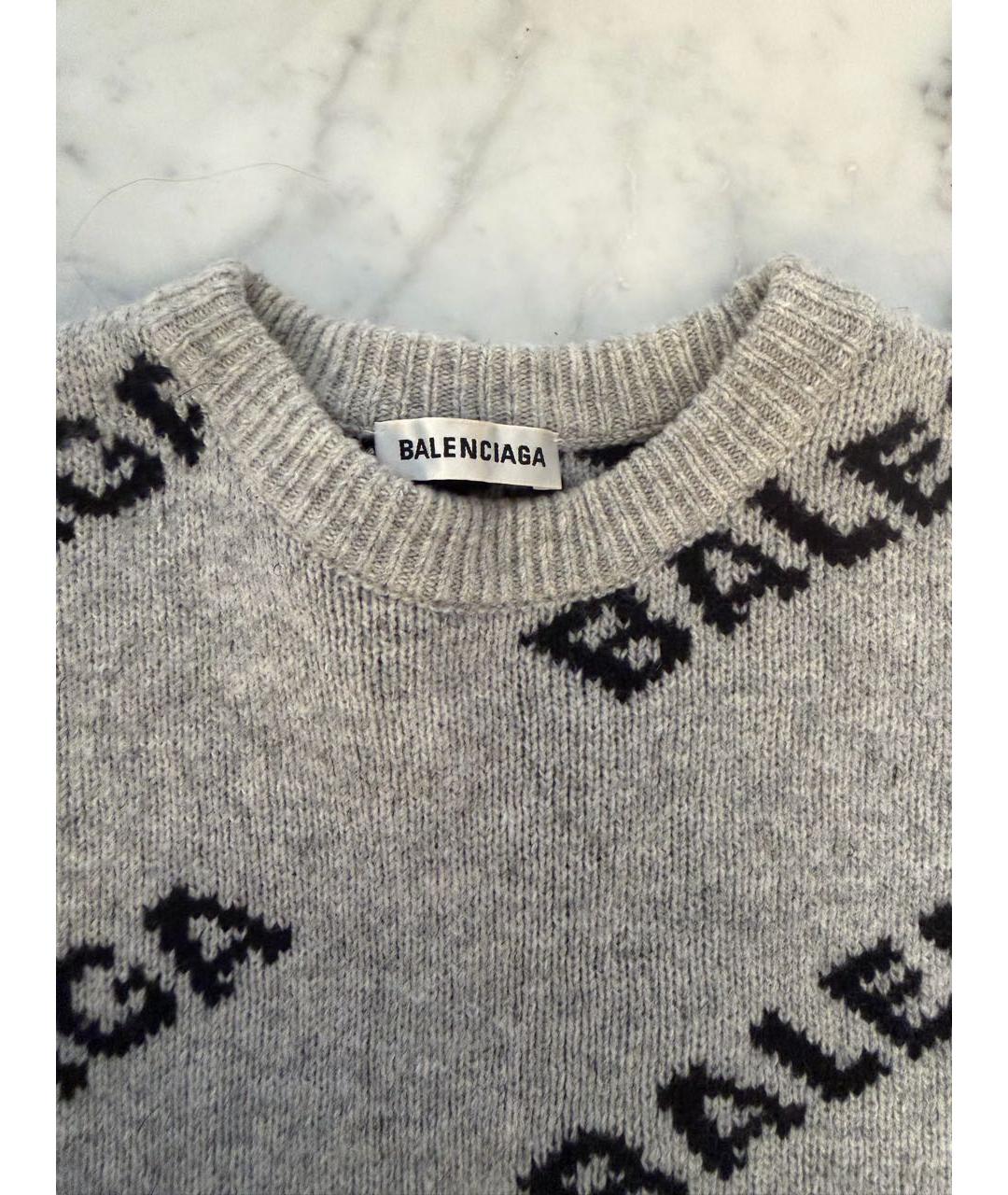 BALENCIAGA Серый шерстяной джемпер / свитер, фото 2
