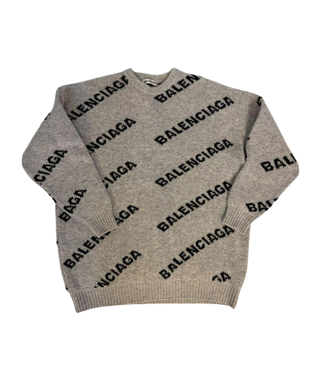 BALENCIAGA Серый шерстяной джемпер / свитер, фото 1
