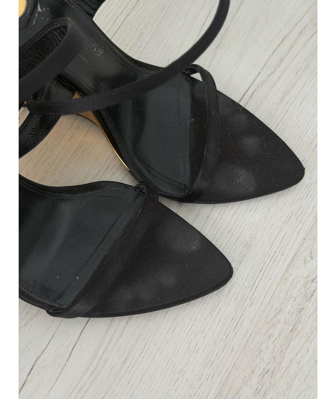 SAINT LAURENT Черные текстильные босоножки, фото 4