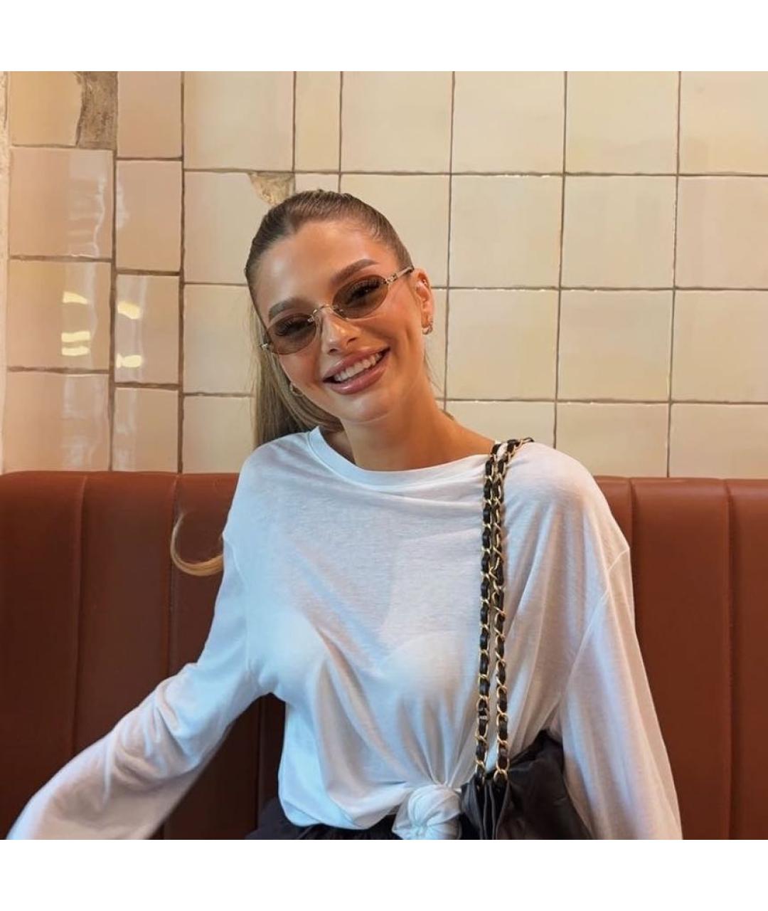 MIU MIU Бежевые металлические солнцезащитные очки, фото 7