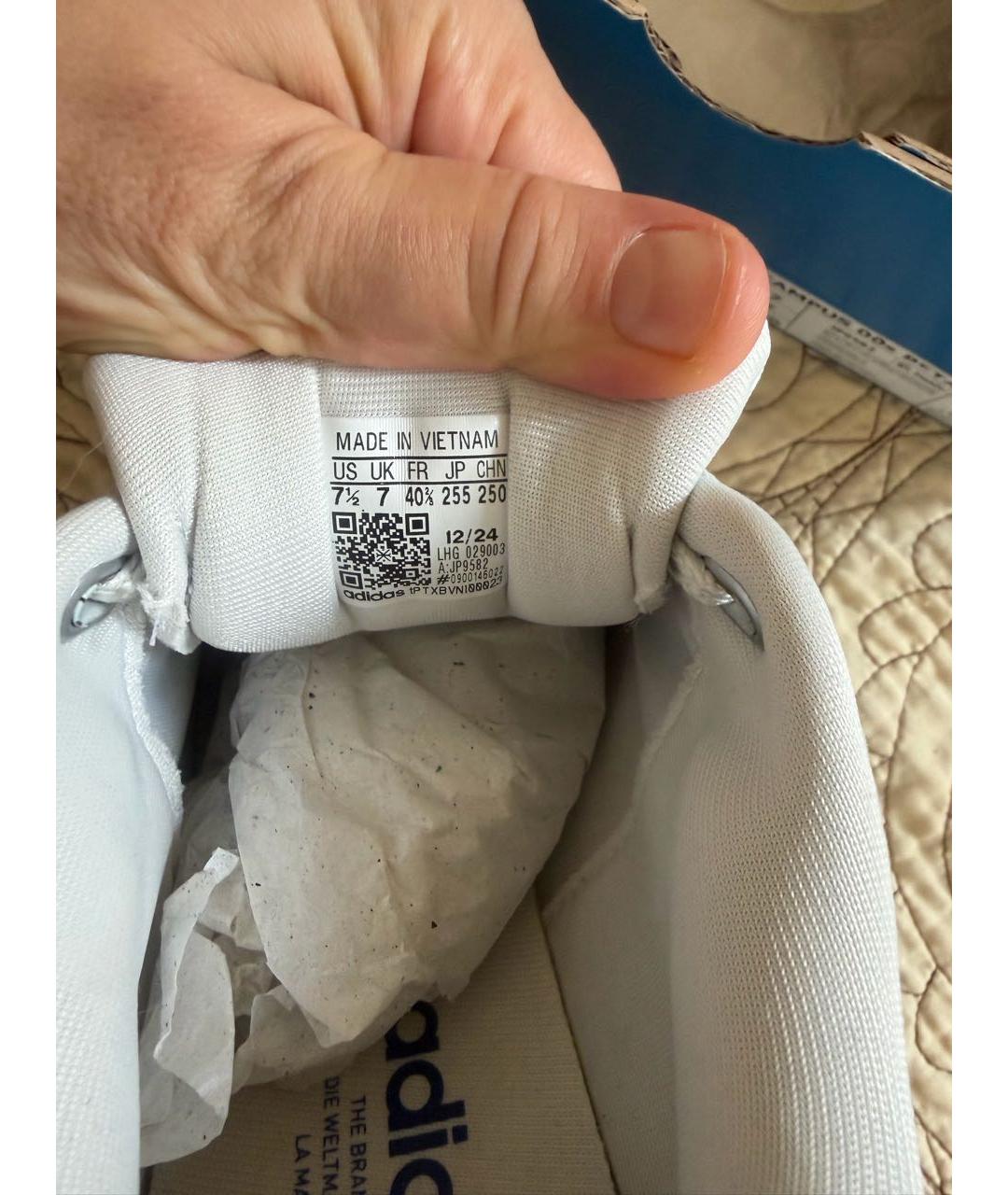 ADIDAS Белые кожаные низкие кроссовки / кеды, фото 5