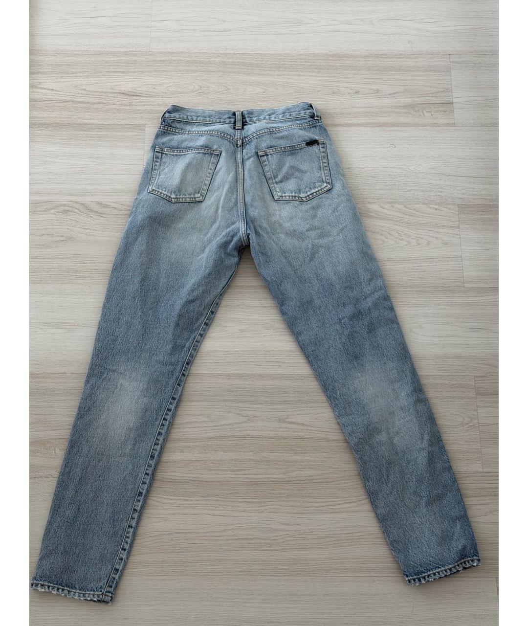 SAINT LAURENT Голубые хлопковые джинсы слим, фото 3