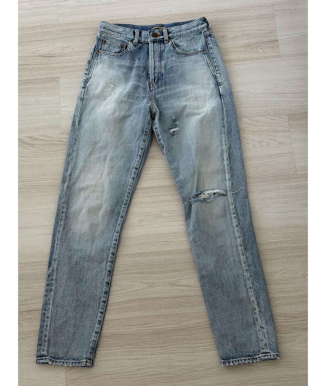 SAINT LAURENT Голубые хлопковые джинсы слим, фото 5