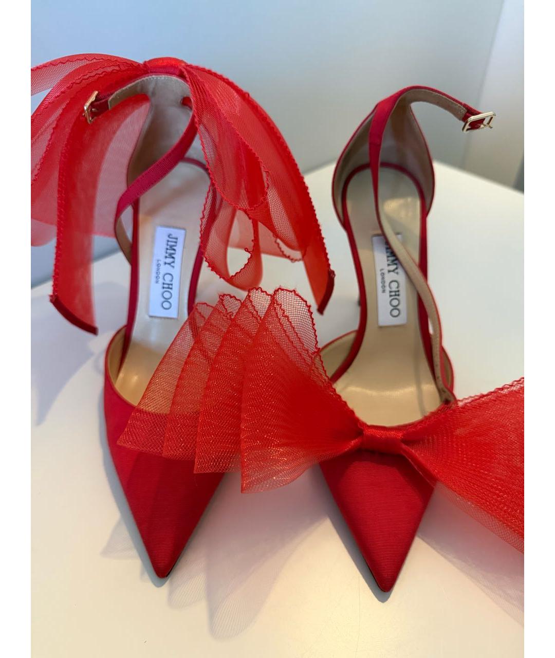 JIMMY CHOO Красные текстильные туфли, фото 2