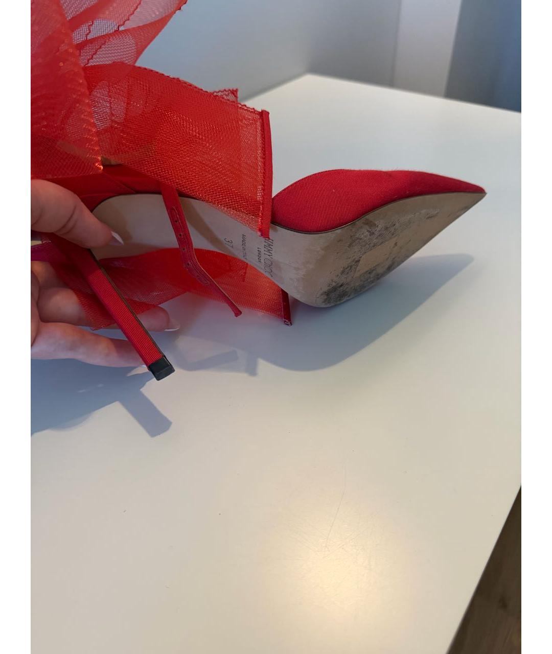 JIMMY CHOO Красные текстильные туфли, фото 7