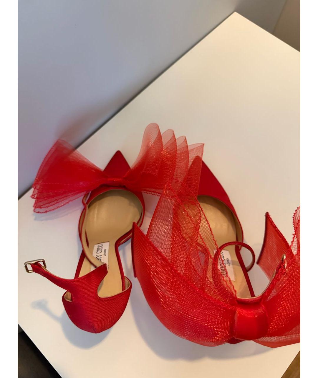 JIMMY CHOO Красные текстильные туфли, фото 3