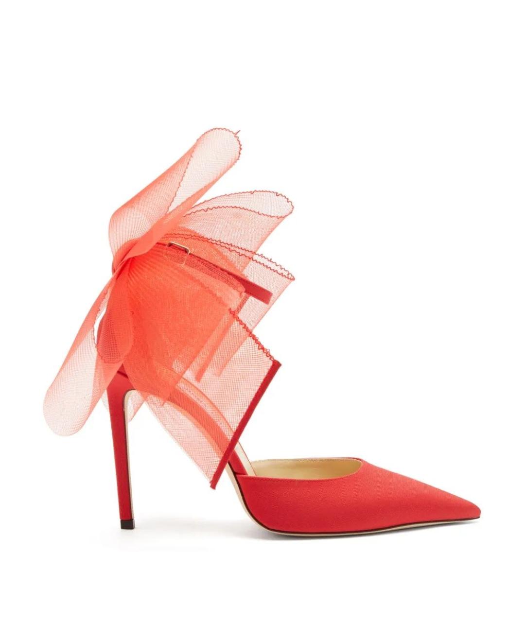 JIMMY CHOO Красные текстильные туфли, фото 9