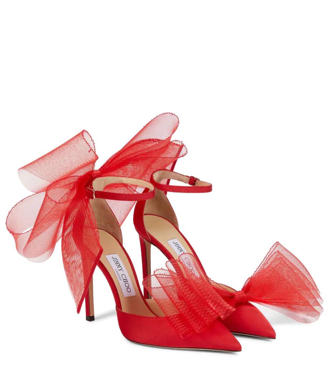 JIMMY CHOO Красные текстильные туфли, фото 5
