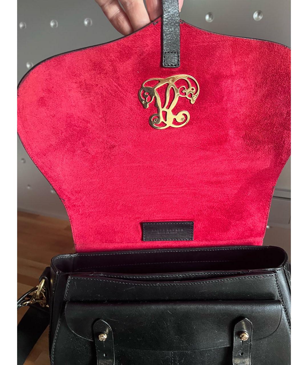 RALPH LAUREN Черная кожаная сумка через плечо, фото 4