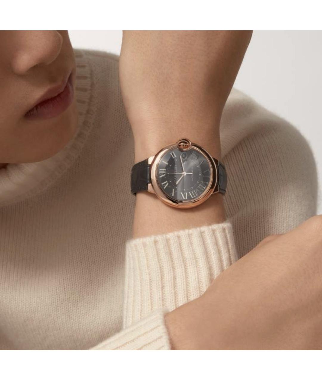 CARTIER Черные часы из розового золота, фото 2