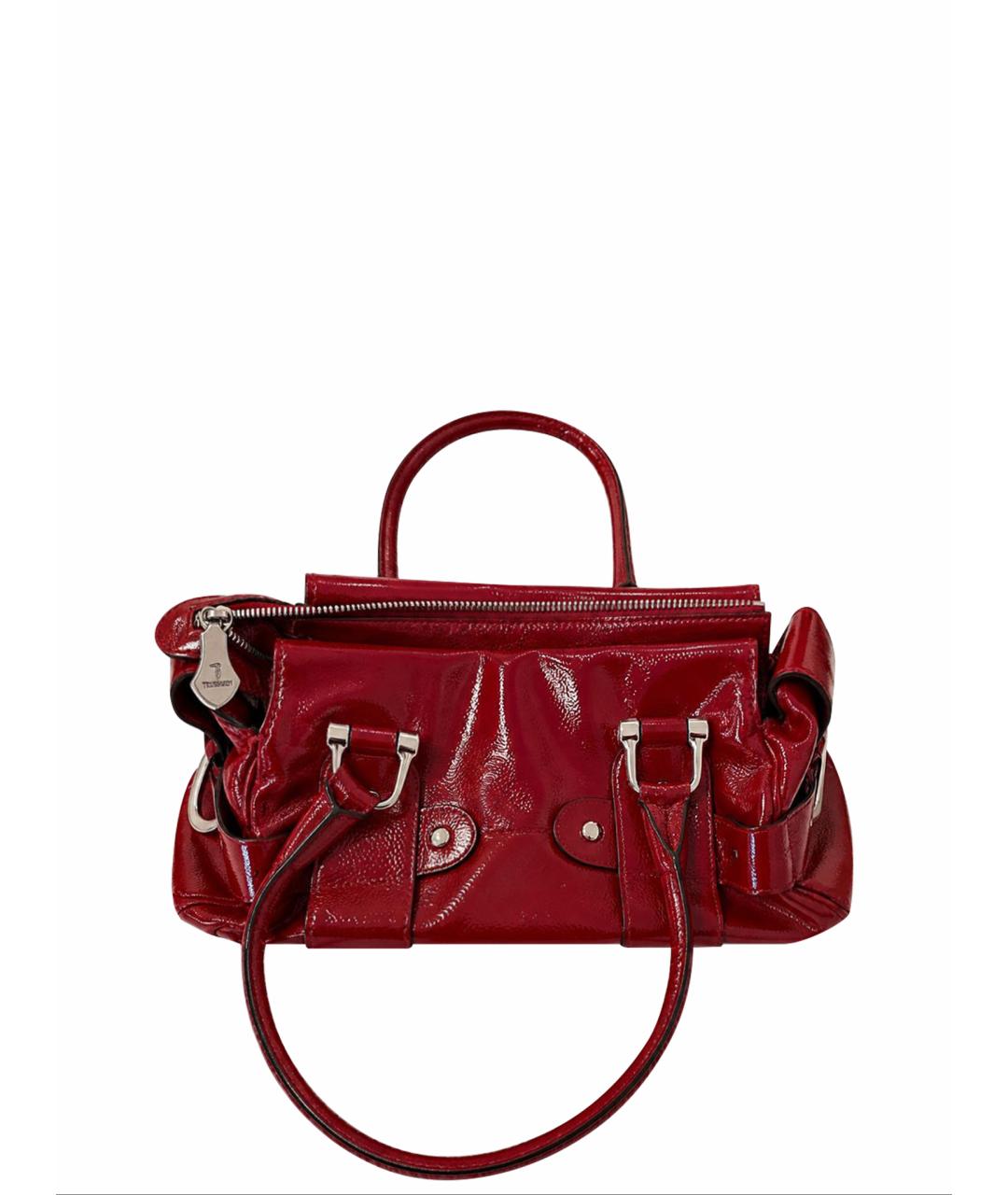 TRUSSARDI Красная сумка тоут из лакированной кожи, фото 1