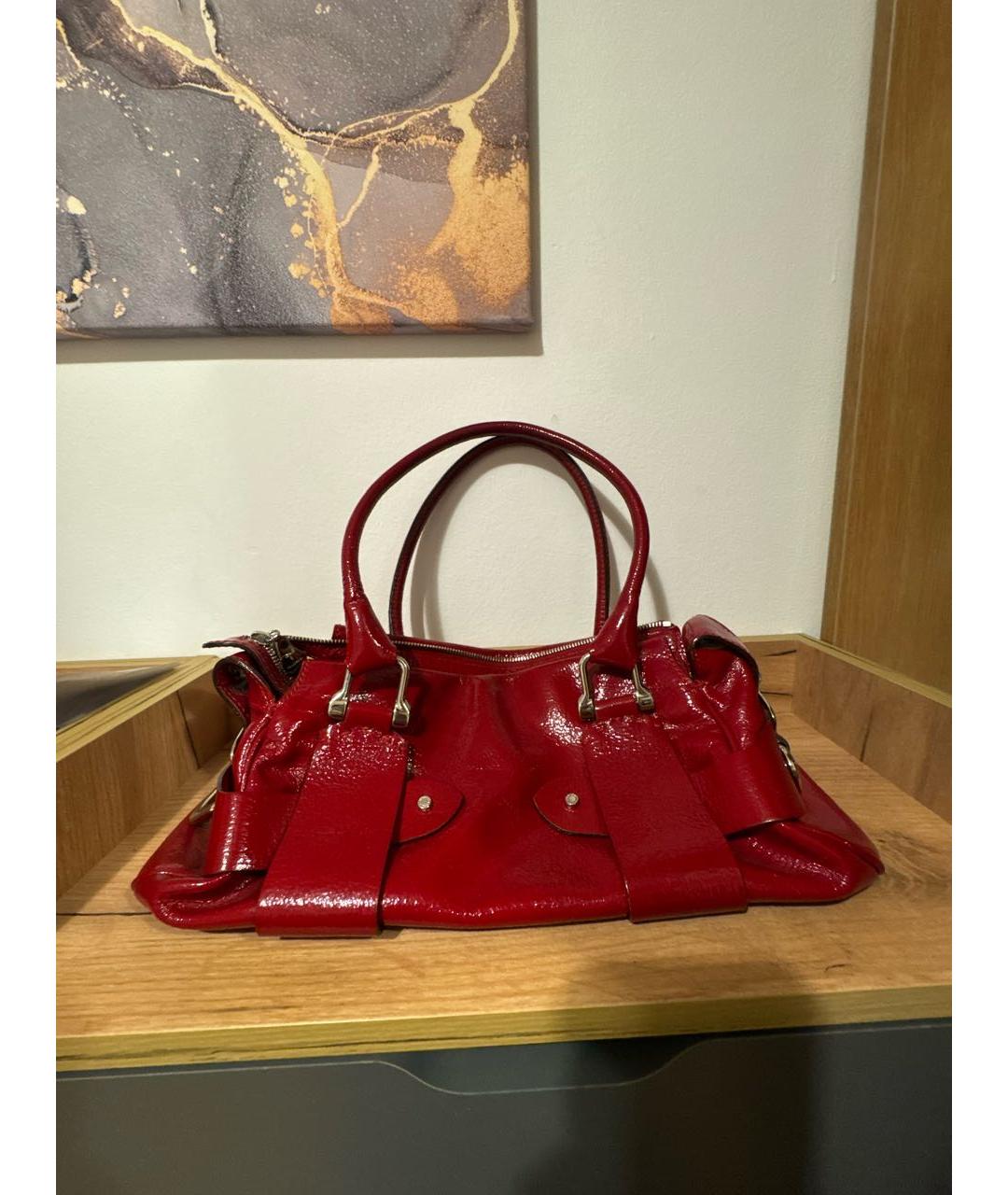 TRUSSARDI Красная сумка тоут из лакированной кожи, фото 3