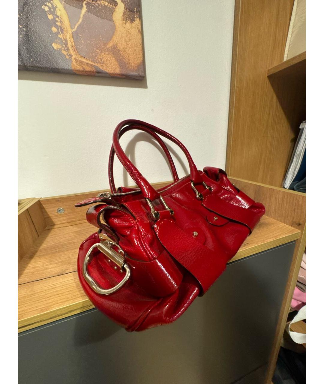 TRUSSARDI Красная сумка тоут из лакированной кожи, фото 2
