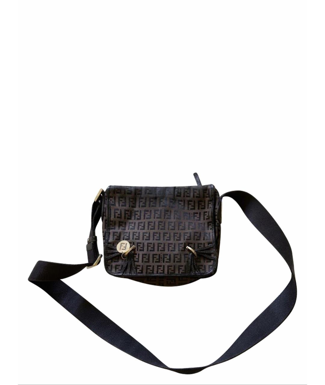 FENDI Коричневая сумка через плечо из канвы, фото 1