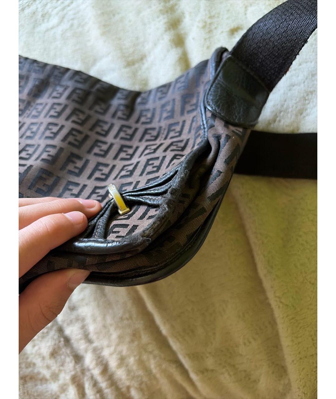 FENDI Коричневая сумка через плечо из канвы, фото 7