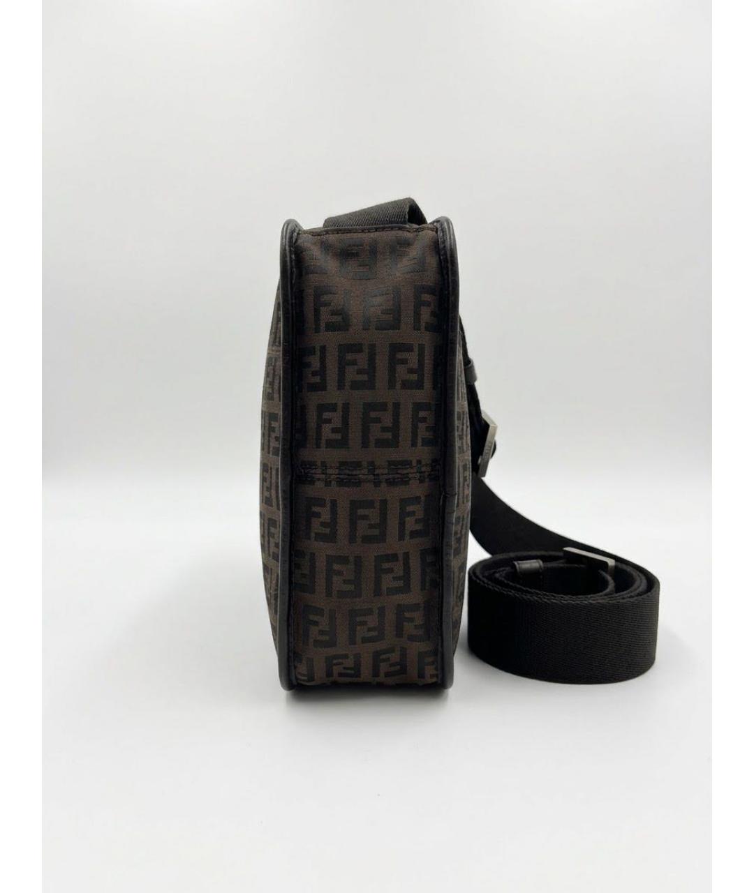 FENDI Коричневая сумка через плечо из канвы, фото 2