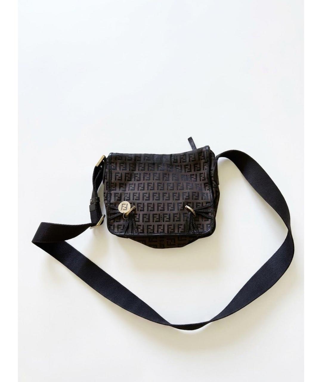 FENDI Коричневая сумка через плечо из канвы, фото 8