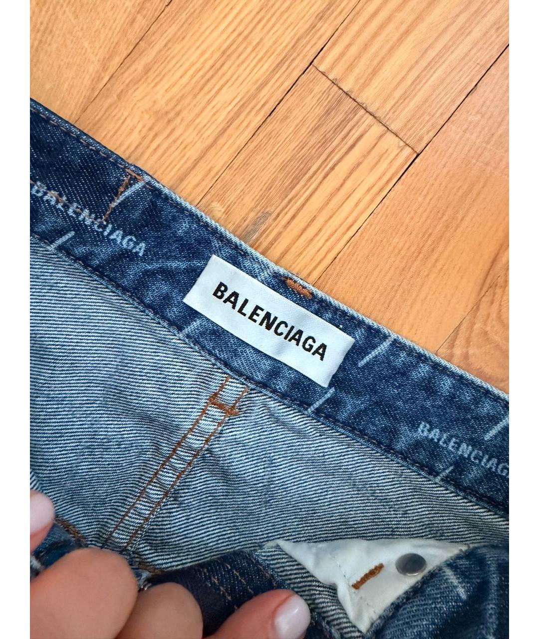 BALENCIAGA Синяя деним юбка мини, фото 3