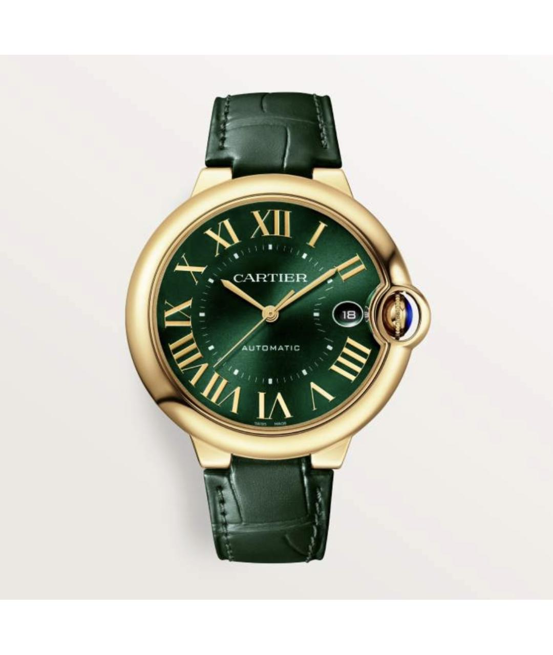 CARTIER Зеленые часы из желтого золота, фото 4