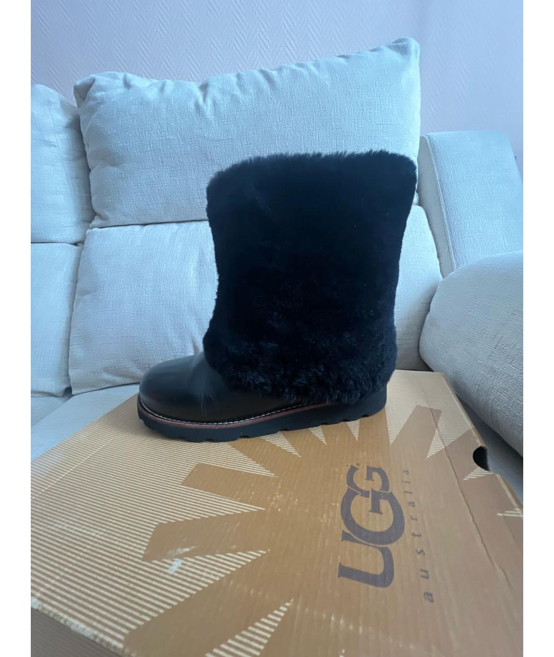 UGG Черные кожаные сапоги, фото 9