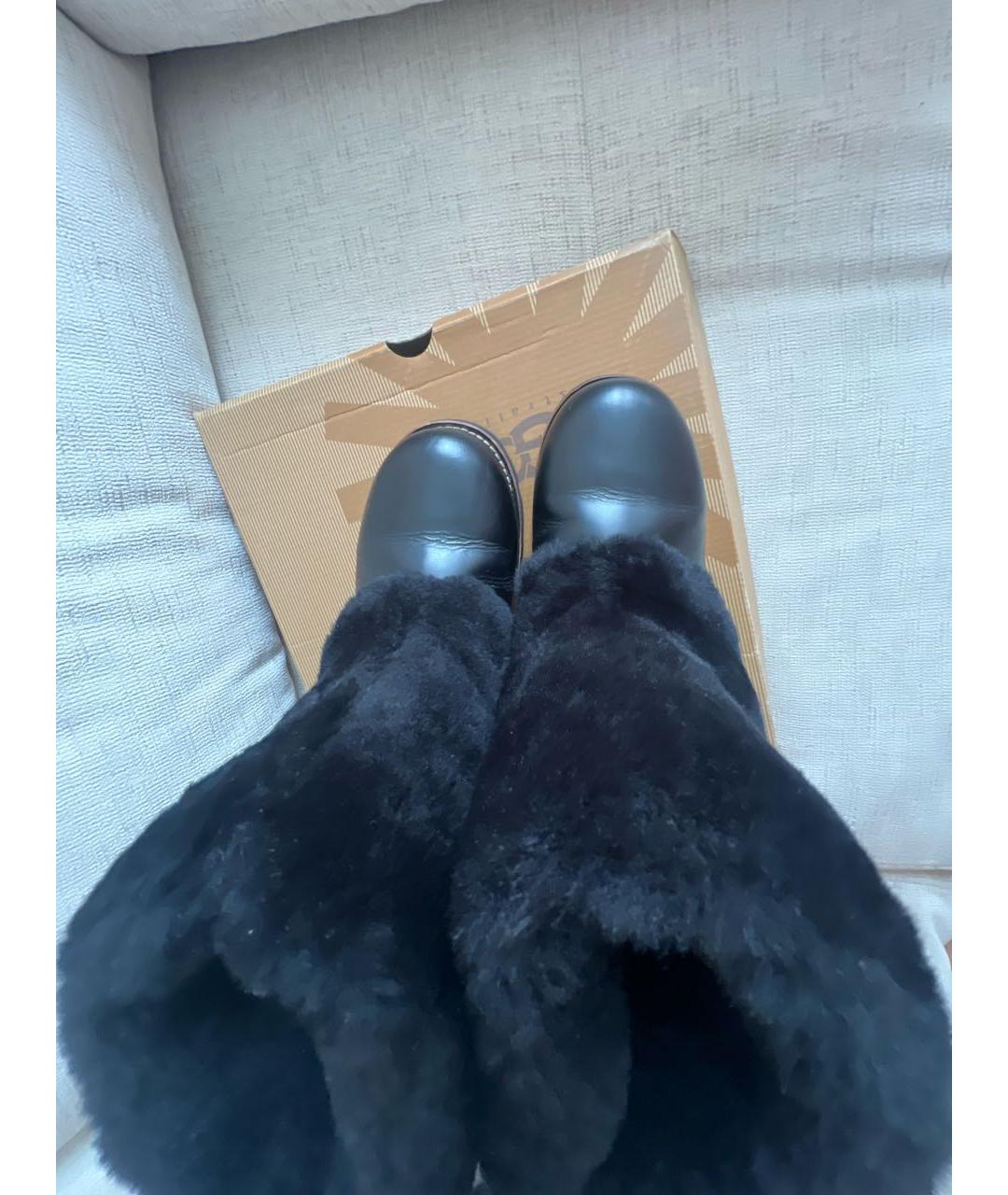UGG Черные кожаные сапоги, фото 3