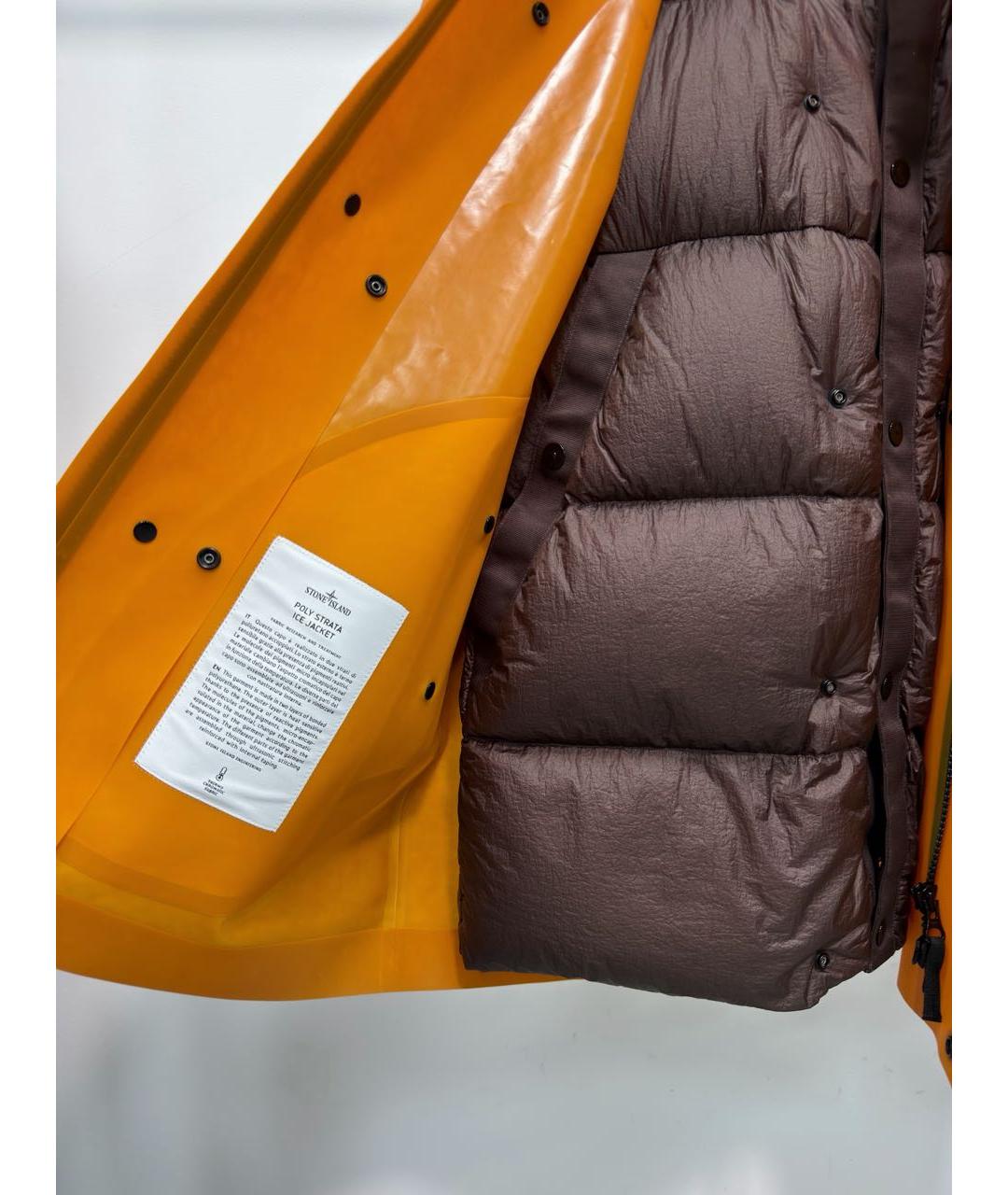 STONE ISLAND Оранжевый полиуретановый пуховик, фото 4