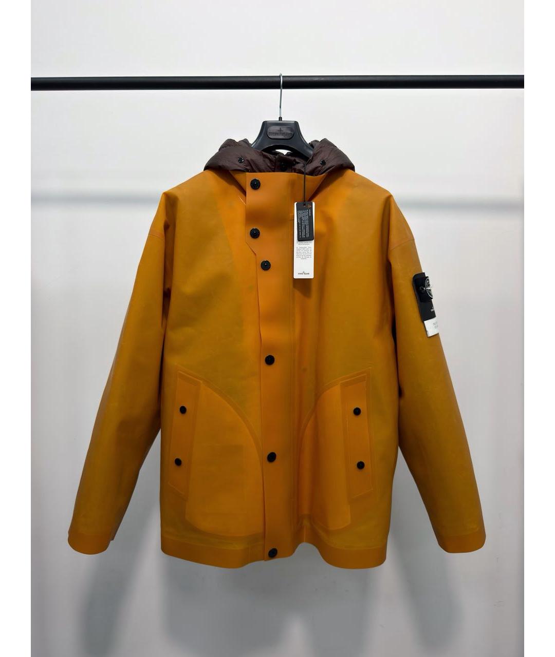 STONE ISLAND Оранжевый полиуретановый пуховик, фото 2
