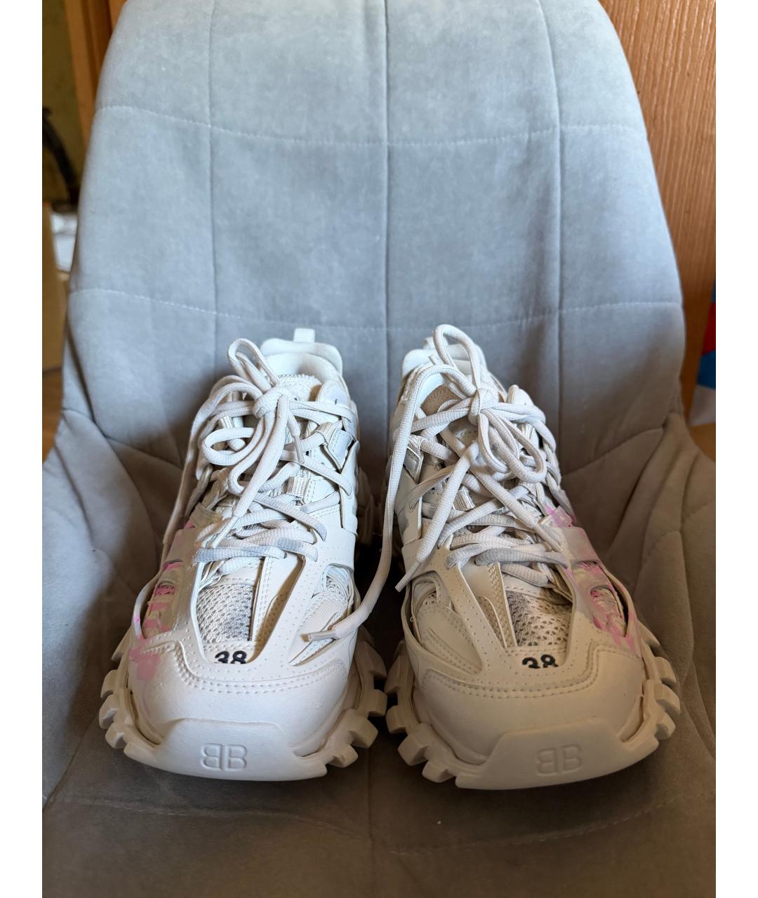 BALENCIAGA Белые кожаные кроссовки, фото 2