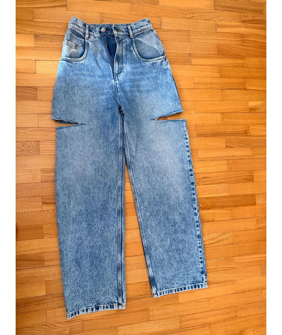 MAISON MARGIELA Голубые хлопковые прямые джинсы, фото 6