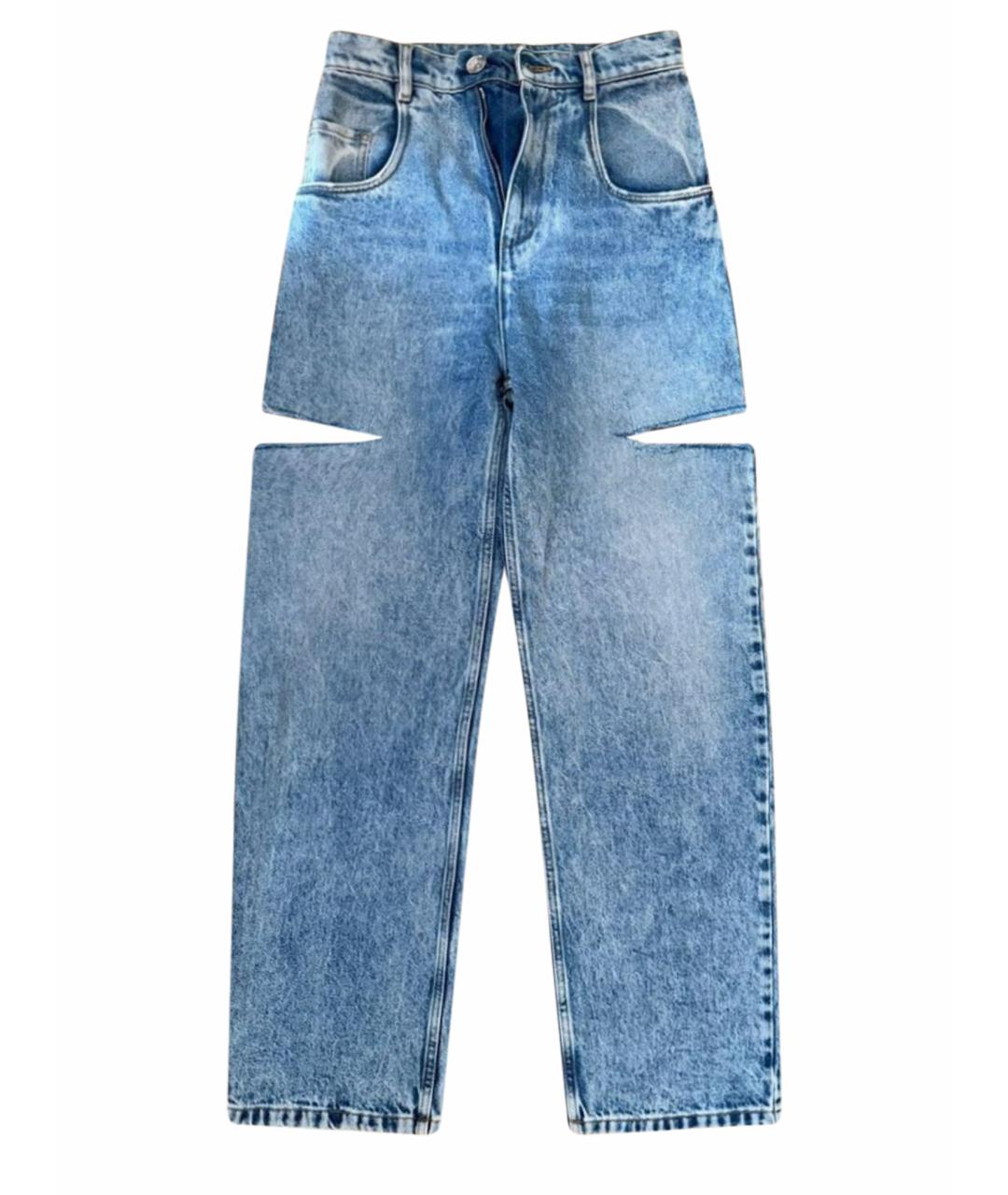 MAISON MARGIELA Голубые хлопковые прямые джинсы, фото 1