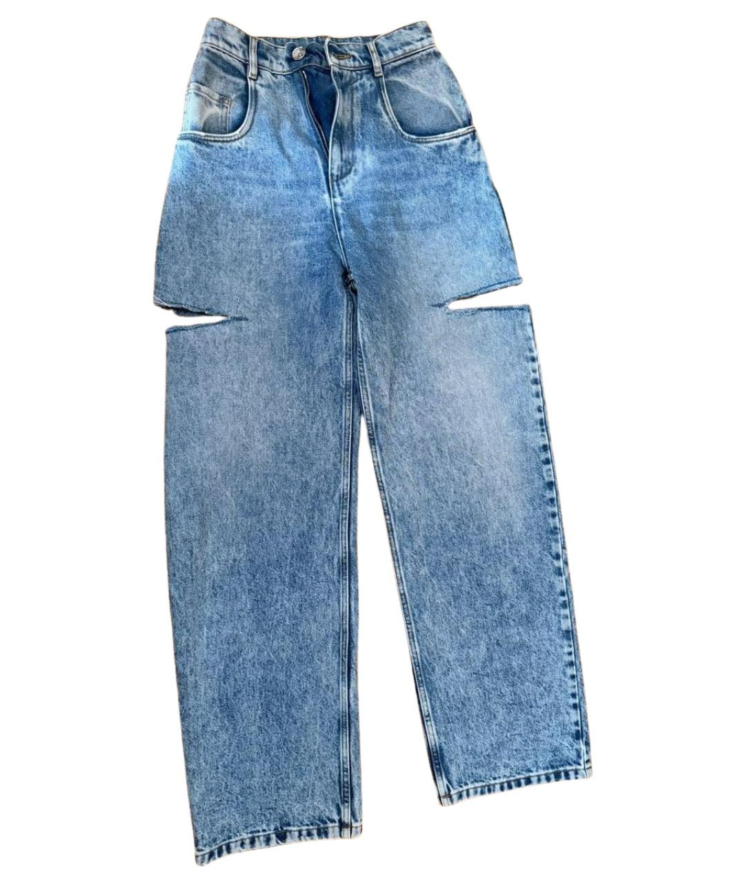 MAISON MARGIELA Голубые хлопковые прямые джинсы, фото 7