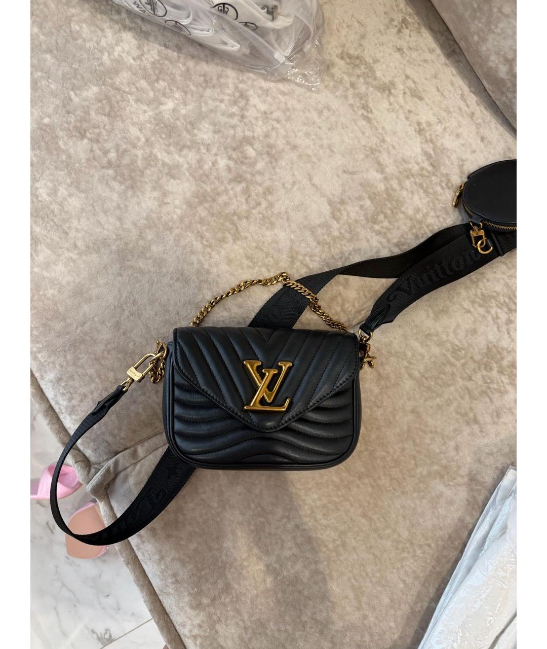 LOUIS VUITTON Черная кожаная сумка через плечо, фото 5