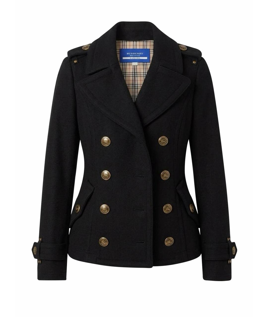 BURBERRY Черное шерстяное пальто, фото 1