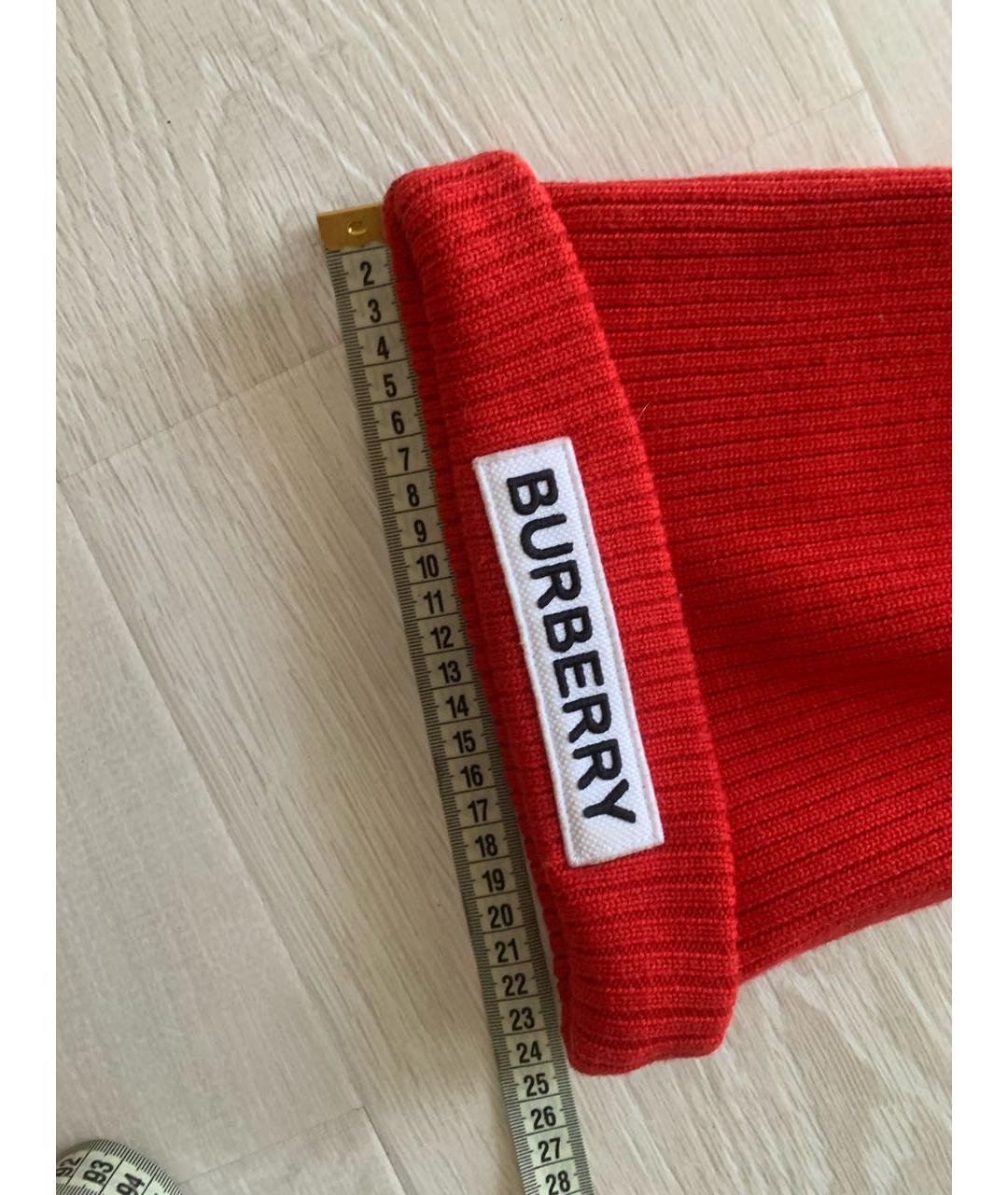 BURBERRY Красная шерстяная шапка, фото 6