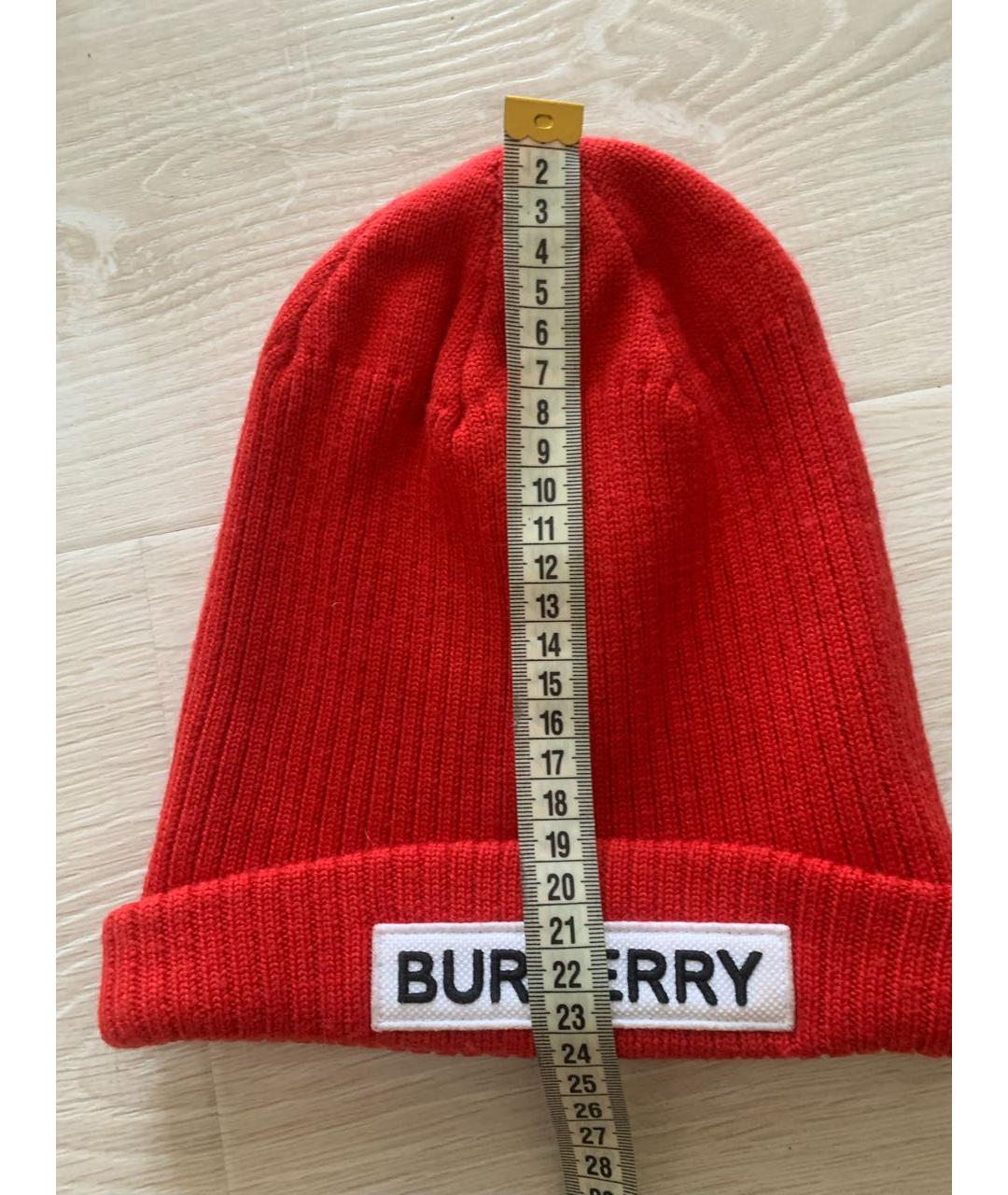 BURBERRY Красная шерстяная шапка, фото 5
