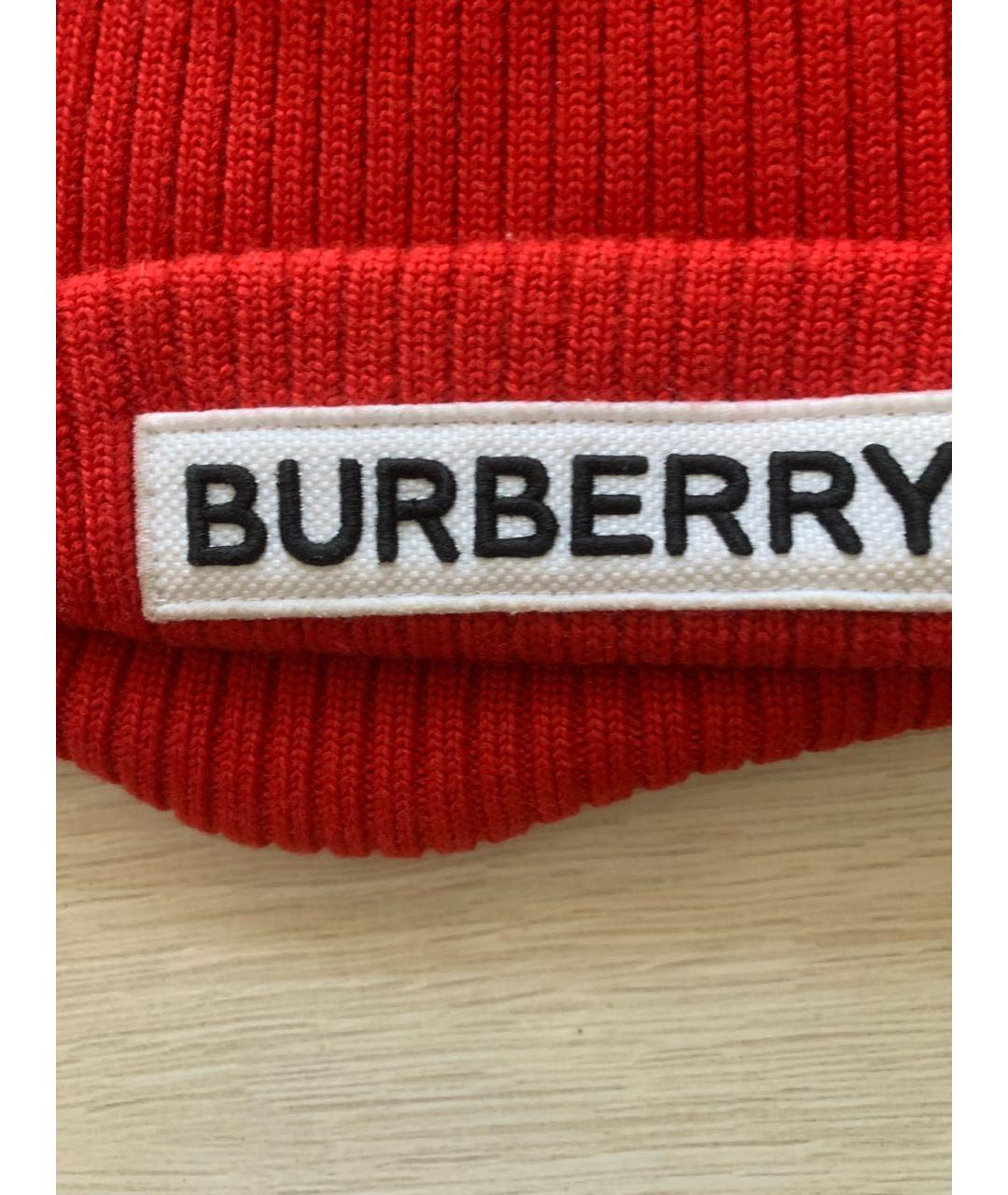 BURBERRY Красная шерстяная шапка, фото 3
