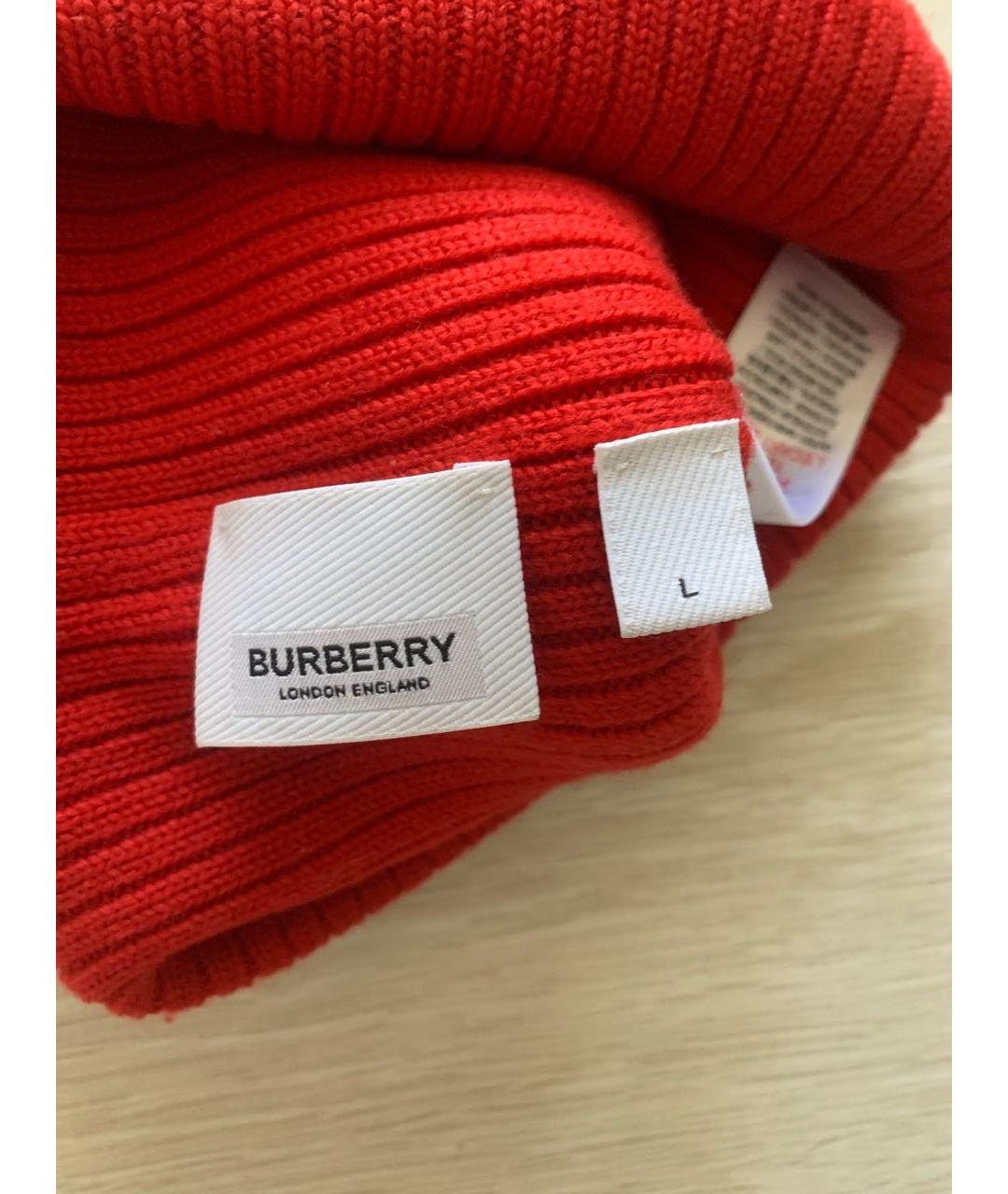 BURBERRY Красная шерстяная шапка, фото 4