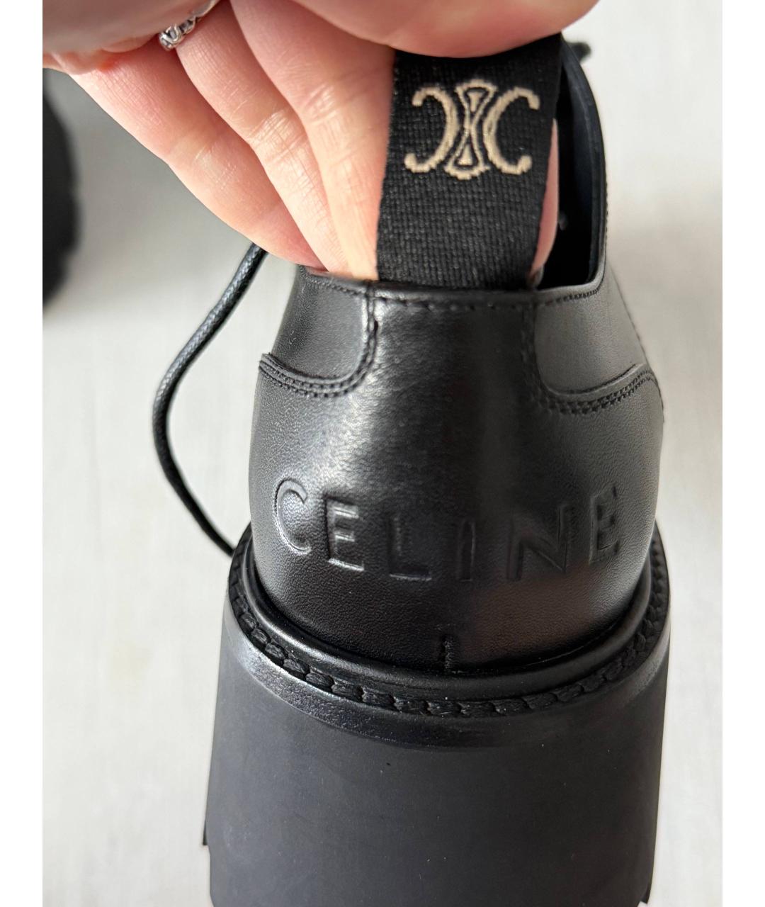 CELINE Черные кожаные брогги и оксфорды, фото 4