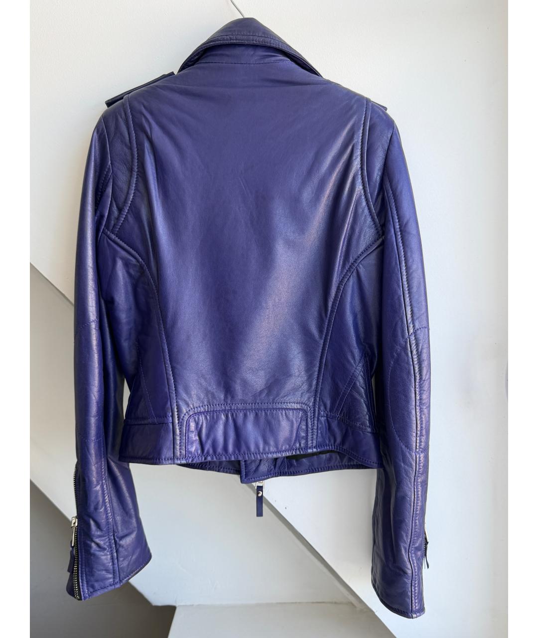 BALENCIAGA Фиолетовая кожаная куртка, фото 3