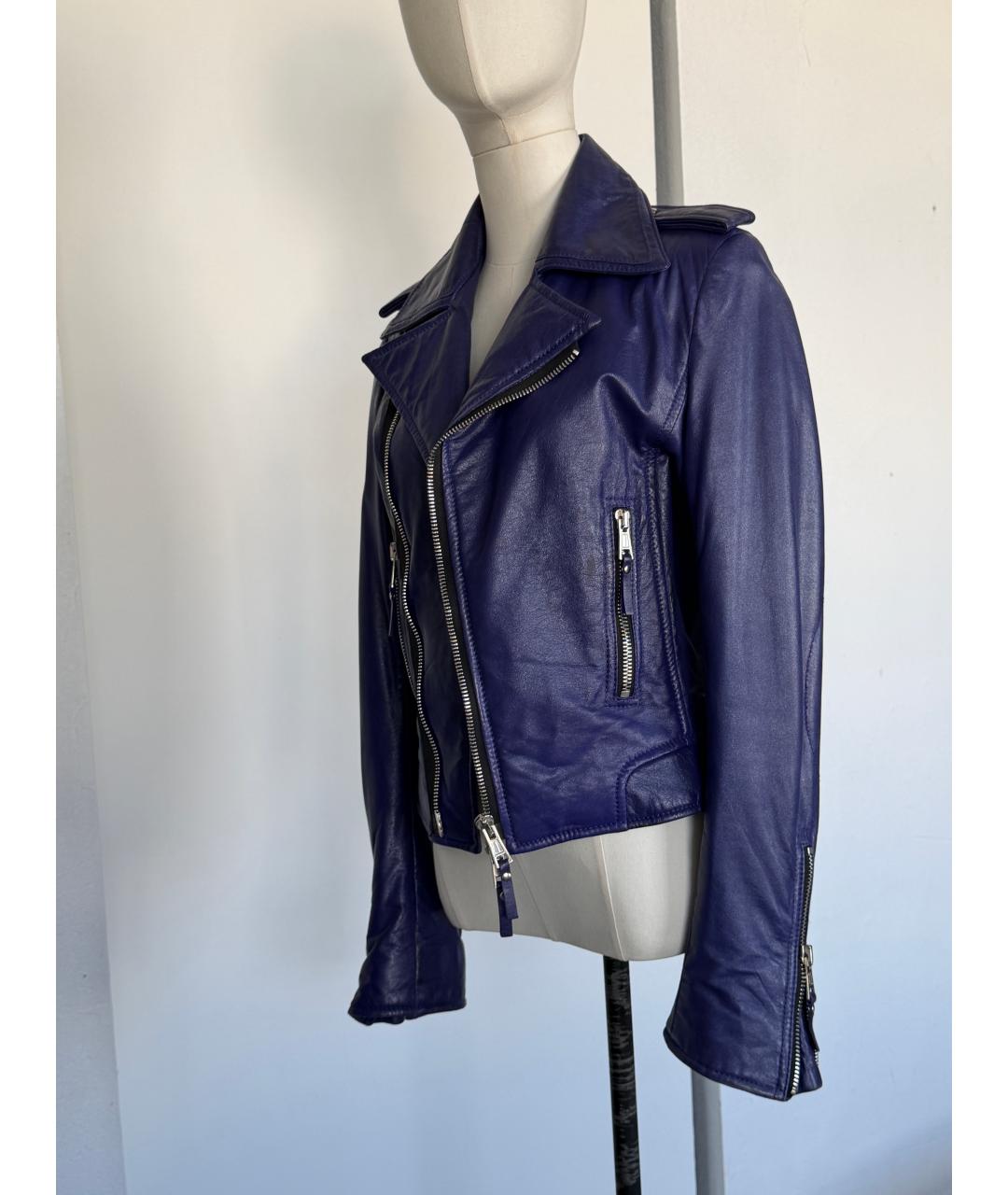 BALENCIAGA Фиолетовая кожаная куртка, фото 7