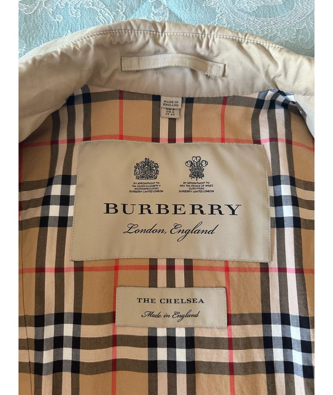 BURBERRY Бежевый хлопковый тренч/плащ, фото 3