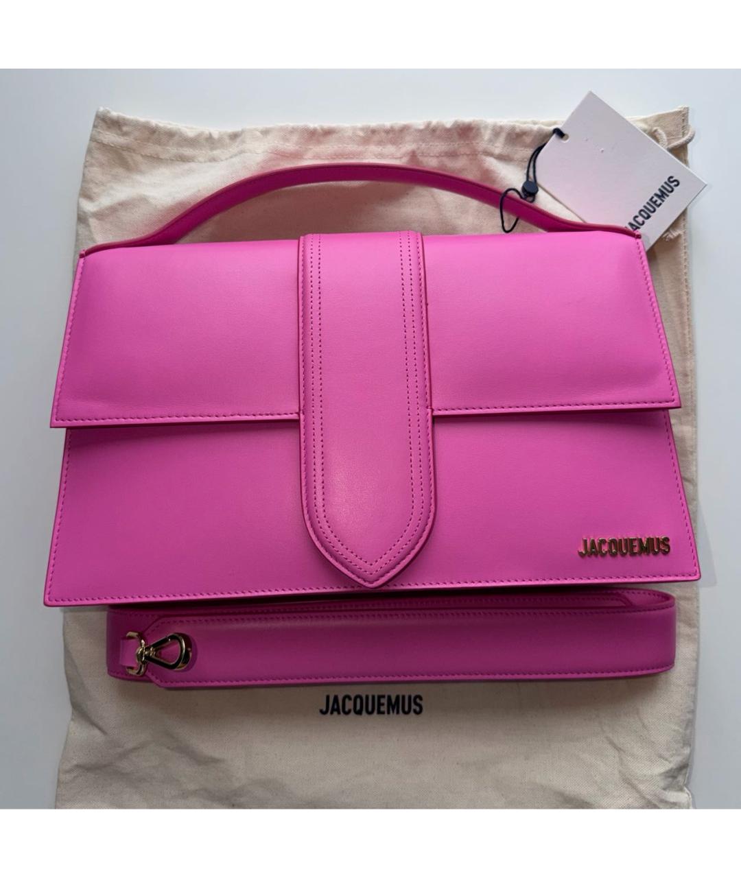 JACQUEMUS Фуксия кожаная сумка с короткими ручками, фото 3