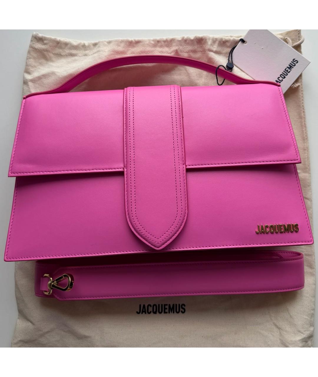 JACQUEMUS Фуксия кожаная сумка с короткими ручками, фото 2