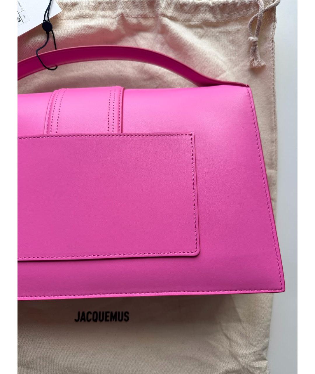 JACQUEMUS Фуксия кожаная сумка с короткими ручками, фото 4