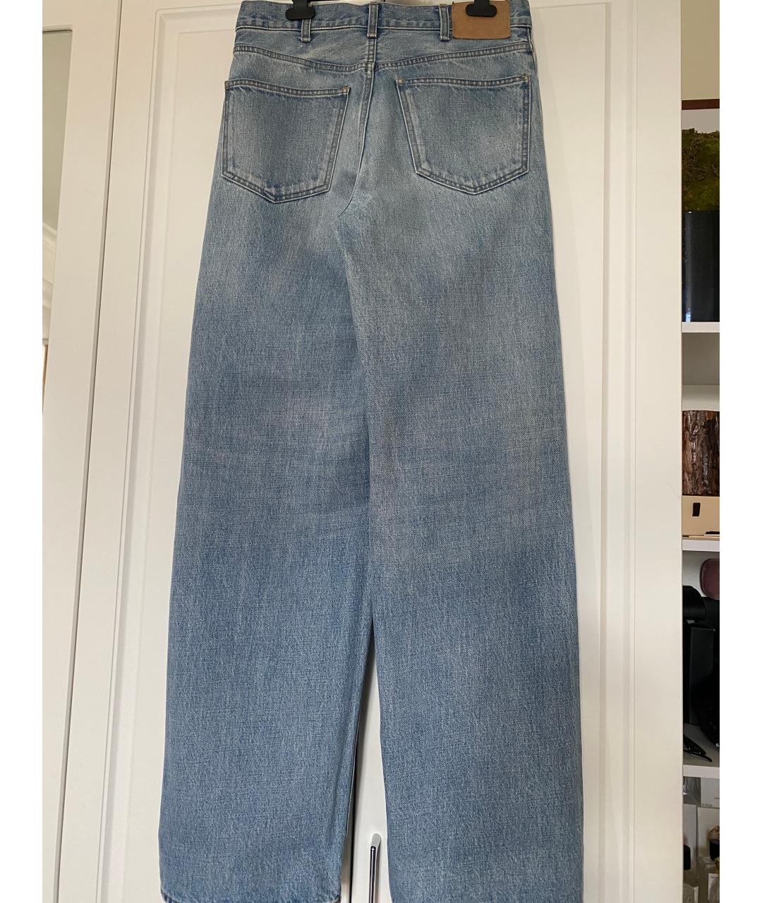 CELINE Голубые хлопковые прямые джинсы, фото 2