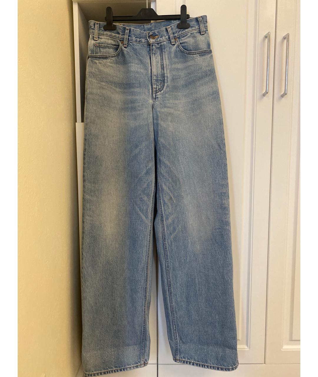 CELINE Голубые хлопковые прямые джинсы, фото 4