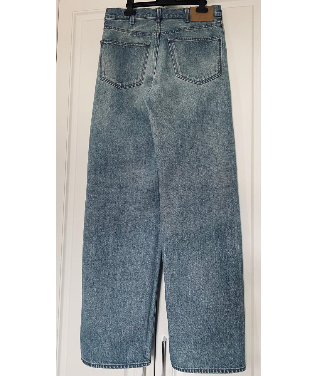 CELINE Голубые хлопковые прямые джинсы, фото 4