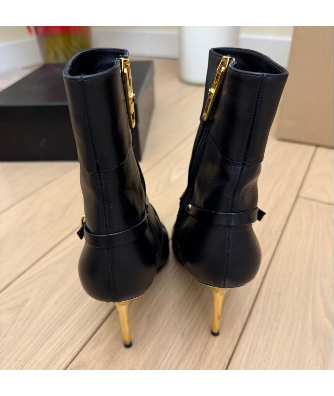 VERSACE Черные кожаные ботильоны, фото 3